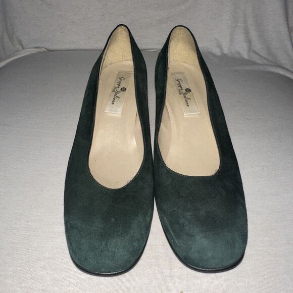Gruppo Italiano Shoes - GRUPPO ITALIANO Green Suede Leather Block Heel Dress Shoes Size 9.5